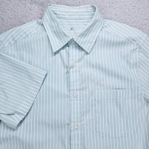 Vineyard Vines OTG Shirt Mens Medium Blue Stripe Short Sleeve Brrr Stretch NEW